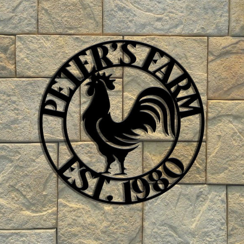 Rooster Farm Sign Chicken Sign Personalized Farm Sign, Barn Sign, Ranch Sign, Farmhouse Decor Farmhouse Sign Father's Day Gift Laser Cut Metal Signs Custom Gift Ideas