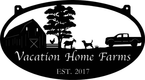 Metal Farm Sign With Fence And Chicken, Goat And Pickup, Metal Wall Art, Metal House Sign Laser Cut Metal Signs Custom Gift Ideas