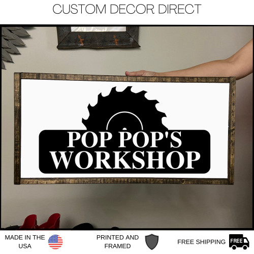 Pop Pop's Workshop Sign, Pop Pop's Garage Sign, Fathers Day Gift, Wood Sign, Gift For Husband, Sign For Dad, Personalized Dad Sign, Gift Dad Laser Cut Metal Signs Custom Gift Ideas