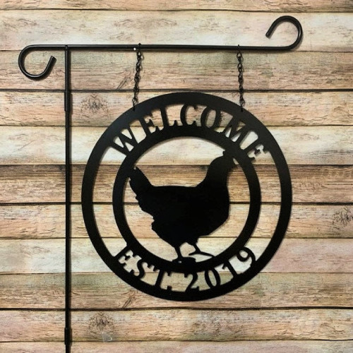 Personalized Farm Sign Chicken Design, Rustic Farm Decor, Chicken Farmer Custom Family, Established Date Or Address Sign, Laser Cut Metal Signs Custom Gift Ideas