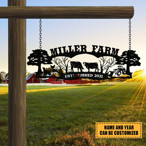 Personalized Metal Farm Sign Cow Dog Chicken Tractor Monogram, Metal Laser Cut Metal Signs Custom Gift Ideas