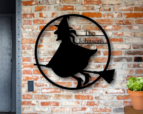 Custom Front Porch Sign Fall, Personalized Halloween Witch, Halloween Decor Outdoor, Metal Family Name Sign, Last Name Sign,metal Wall Art, Laser Cut Metal Signs Custom Gift Ideas