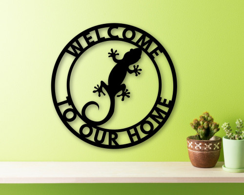 Personalized Gecko Sign Grandma Gift Last Name Sign Name Plaque House Numbers Dad Gift Welcome Sign Family Name Custom Family Gift
