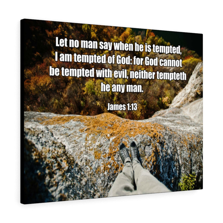 Scripture Canvas God Cannot Be Tempted James 1:13 Christian Bible Verse Meaningful Framed Prints, Canvas Paintings Wrapped Canvas 8x10