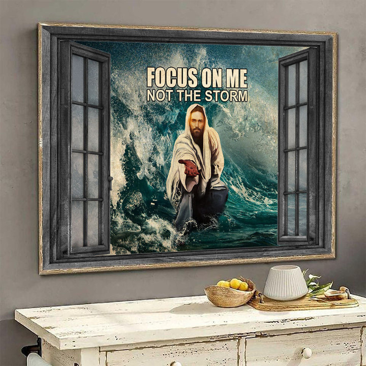 Jesus 3D Window View Opend Window Gift Godfather Focus On Me Not The Storm Framed Prints, Canvas Paintings Wrapped Canvas 8x10
