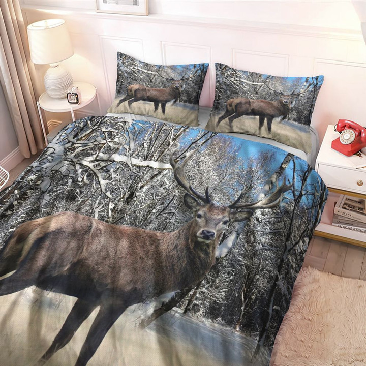 Deer Hunting Bed Spread Sets Deer Bedding Set Duvet (No Comforter) Full King Queen Size Bed Cover Set Duvet With Pillowcases Aeticon Bedding Set US Twin