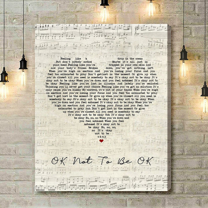 Marshmello & Demi Lovato OK Not To Be OK Script Heart Song Lyric Art Print - Canvas Print Wall Art Home Decor
