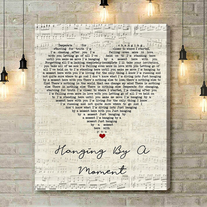 Lifehouse Hanging By A Moment Script Heart Song Lyric Art Print - Canvas Print Wall Art Home Decor