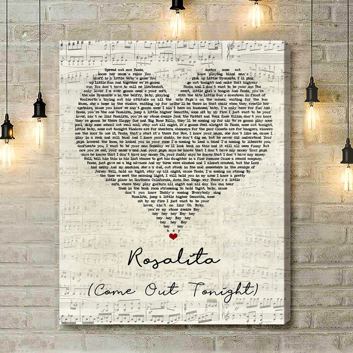 Bruce Springsteen Rosalita (Come Out Tonight) Script Heart Song Lyric Music Art Print - Canvas Print Wall Art Home Decor
