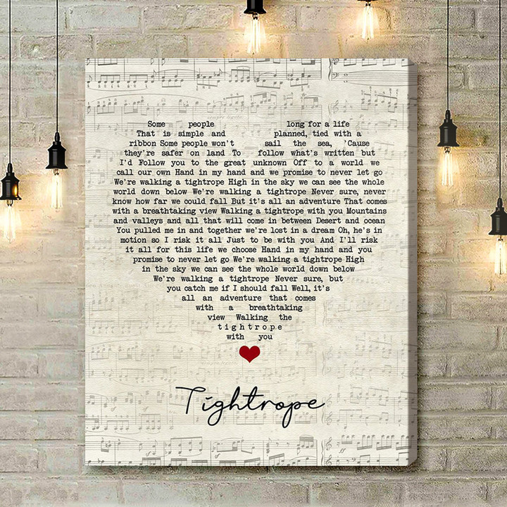 Sara Bareilles Tightrope Script Heart Song Lyric Art Print - Canvas Print Wall Art Home Decor