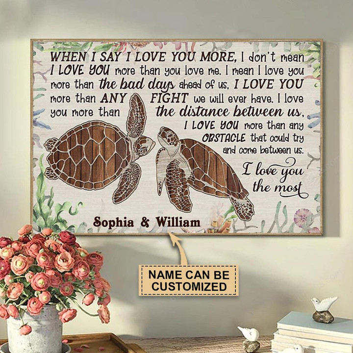 Personalized Valentine's Day Gifts Turtle Couple Best Anniversary Wedding Gifts - Customized Canvas Print Wall Art Home Decor