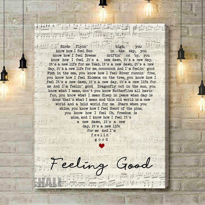 Feeling Good Nina Simone Script Heart Song Lyric Art Print - Canvas Print Wall Art Home Decor