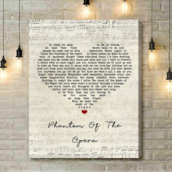Andrew Lloyd Webber Phantom Of The Opera Medley Script Heart Song Lyric Art Print - Canvas Print Wall Art Home Decor