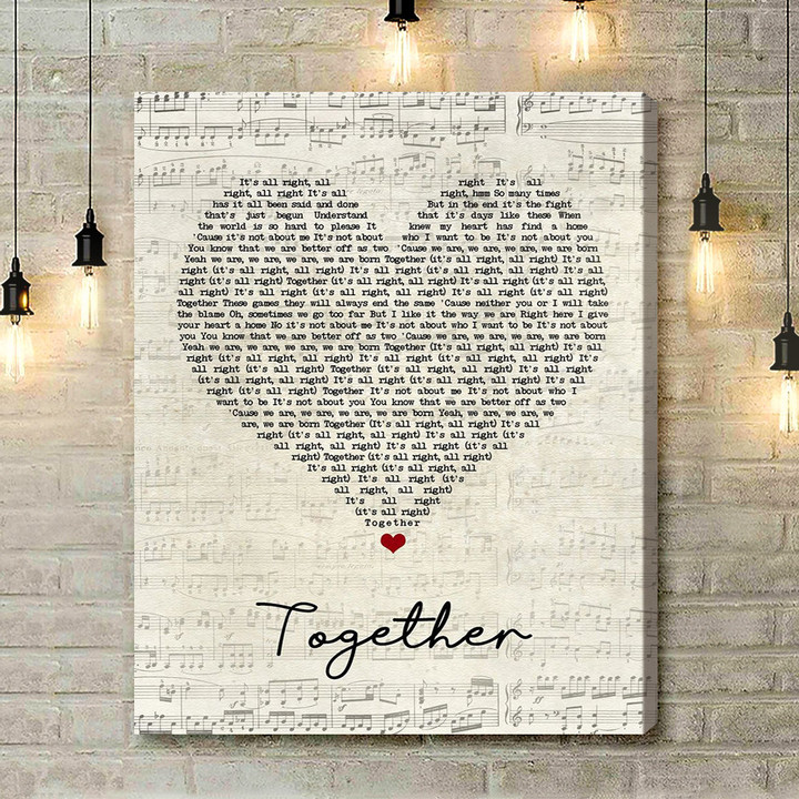 Ella Eyre Together Script Heart Song Lyric Art Print - Canvas Print Wall Art Home Decor