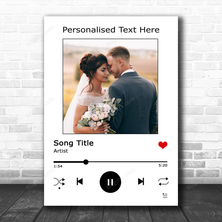 Customized Anniversary Gift White Your Photo Spotify Music Any Song Lyric Art Print - Personalized Canvas Print Wall Art Home Decor