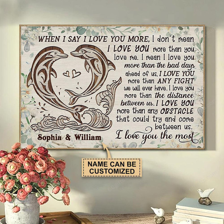 Personalized Valentine's Day Gifts Dolphin Couple Best Anniversary Wedding Gifts - Customized Canvas Print Wall Art Home Decor
