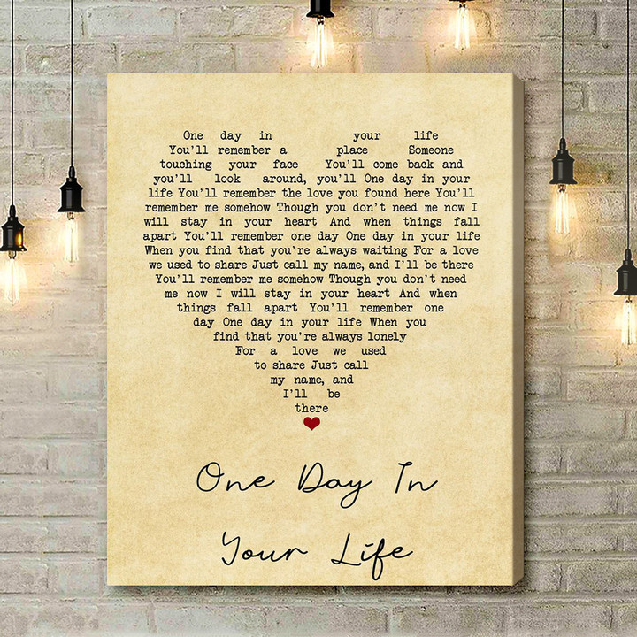 Copy of Michael Jackson One Day In Your Life Vintage Heart Song Lyric Art Print - Canvas Print Wall Art Home Decor