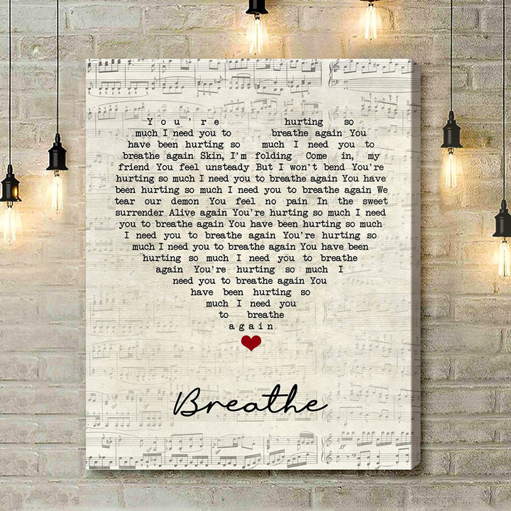 CamelPhat, Cristoph Breathe Script Heart Song Lyric Art Print - Canvas Print Wall Art Home Decor