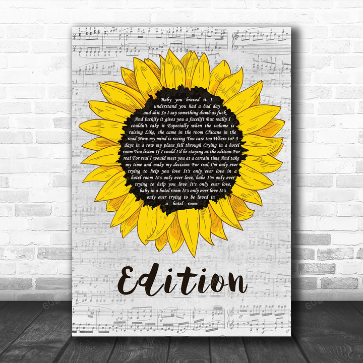 Rex Orange County Edition Grey Script Sunflower Song Lyric Art Print - Canvas Print Wall Art Home Decor