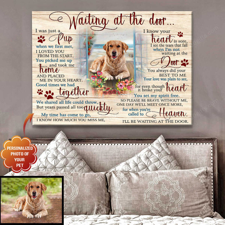 Personalized Photo And Name Housewarming Gifts Dog Memorial Decor Waiting - Pet Lovers Customized Canvas Print Wall Art Home Decor