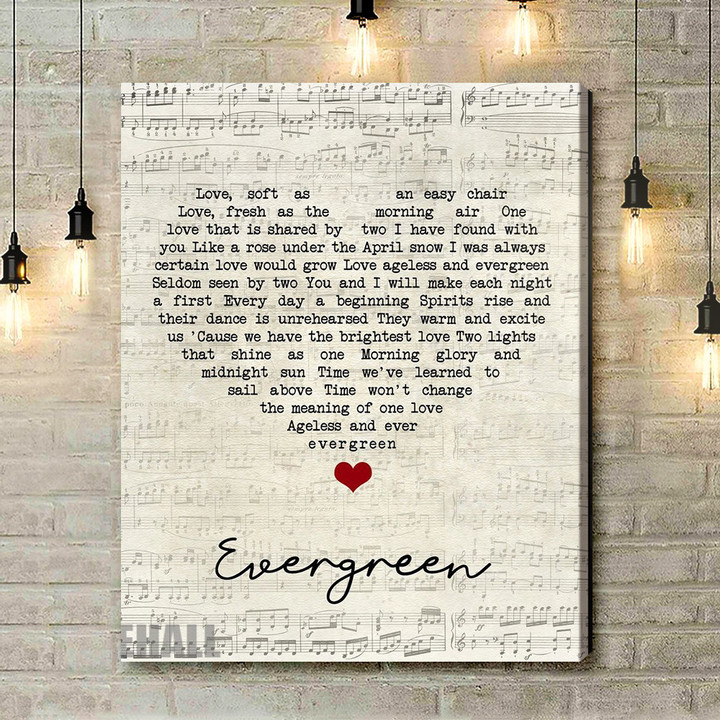 Barbra Streisand Evergreen Script Heart Song Lyric Music Art Print - Canvas Print Wall Art Home Decor