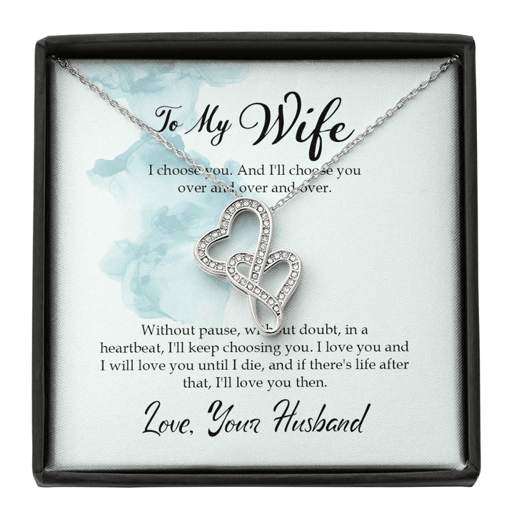 To My Wife I Choose You Twin Hearts Necklace Cz Eternal Bond Pendant From Son Daughter Gift Anniversary Birthday Graduation Mothers Day