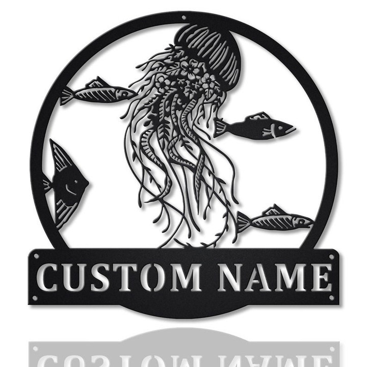 Personalized Jellyfish Monogram Metal Sign Art Custom Jellyfish Monogram Metal Sign Custom Jellyfish Home Decor