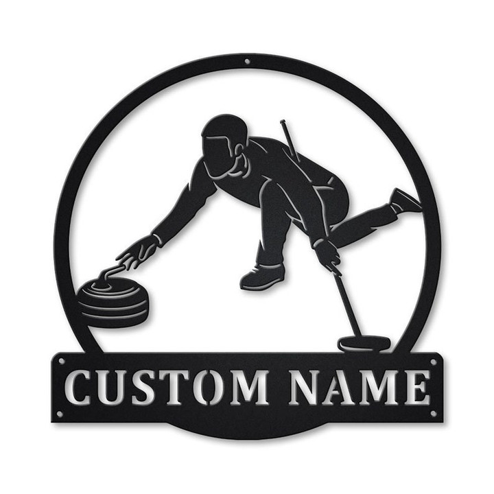 Personalized Curling Sport Monogram Metal Sign Art Custom Curling Sport Metal Sign Hobbie Gifts Sport Gift Birthday Gift