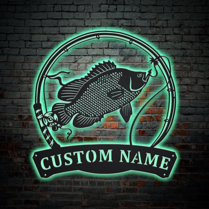 Personalized Tripletail Fishing Fish Pole Metal Sign With LED Lights Custom Tripletail Metal Sign Hobbie Gifts Tripletail Fish Sign