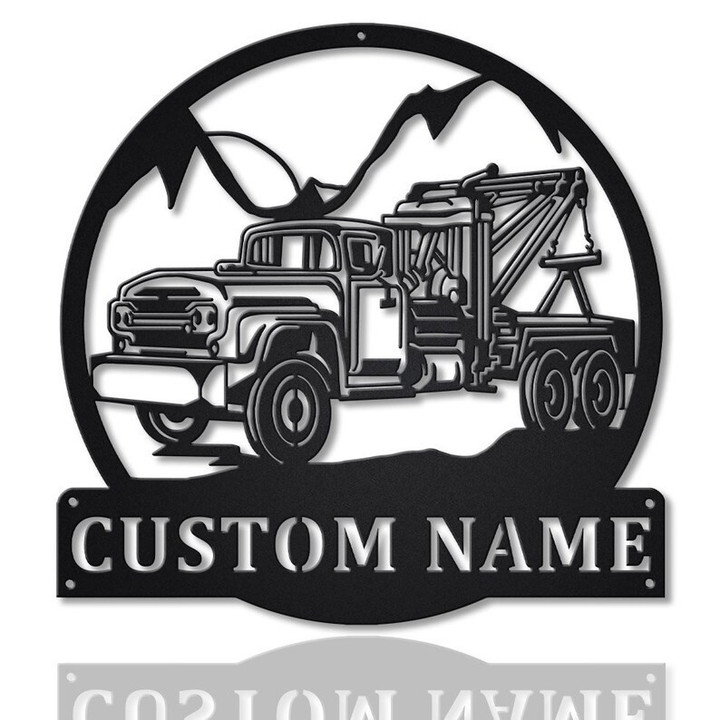 Personalized Tow Truck Monogram Metal Sign Art Custom Tow Truck Metal Wall Art Housewarming Outdoor Metal Sign , Job Gift