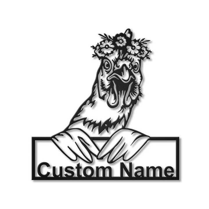 Personalized Floral Chicken Metal Sign Art Custom Floral Chicken Metal Sign Animal Funny Pets Gift Birthday Gift