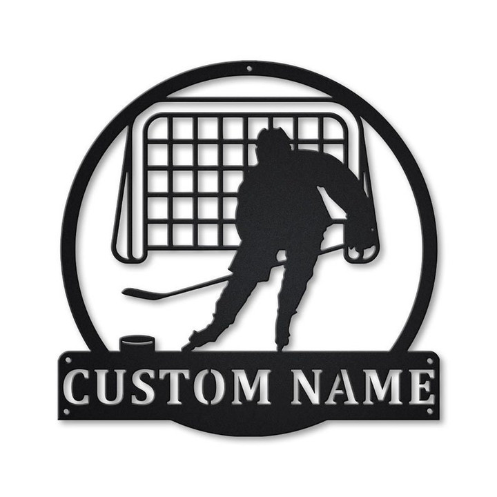 Personalized Hockey Name Monogram Metal Sign Art ,Custom Hockey Name Metal Sign, Hockey Name Lover Sign Decoration For Living Room