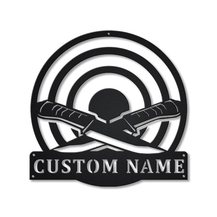 Personalized Knife Throwing Sport Metal Sign Art, Custom Knife Throwing Metal Sign, Knife Throwing Custom Home Decor , Knife Throwing Sign