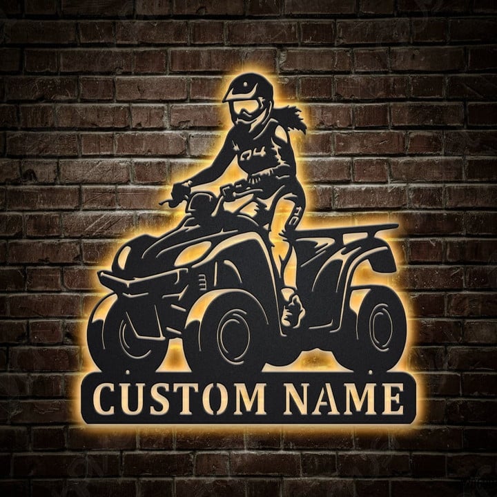 Personalized Girl Ride ATV Metal Sign With LED Lights Custom Girl Ride ATV Metal Sign Sport Gifts Girl Ride Custom Sign Home Decor