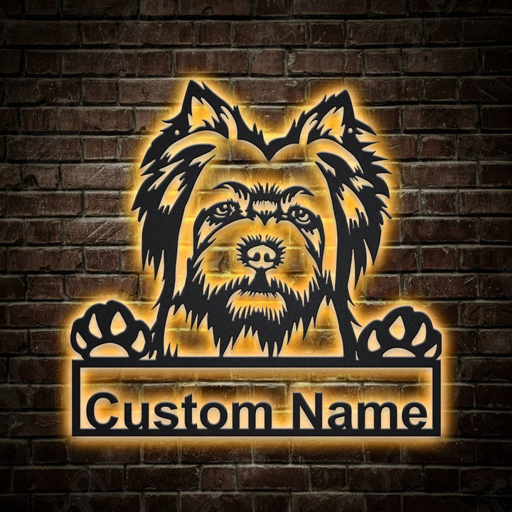 Personalized Silky Terrier Dog Metal Sign With LED Lights Custom Silky Terrier Sign Birthday Gift Silky Terrier Dog Sign