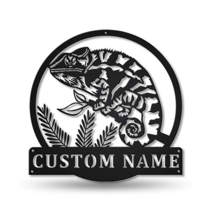 Personalized Chameleon Monogram Metal Sign Art ,Custom Chameleon Metal Sign, Chameleon Lover Sign Decoration For Living Room