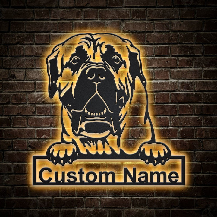 Personalized Boerboel Dog Metal Sign With LED Lights Custom Boerboel Dog Sign Birthday Gift Boerboel Dog Sign