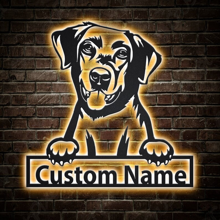 Personalized Labrador Retriever Dog Metal Sign With LED Lights Labrador Retriever Metal Sign Birthday Gift Labrador Retriever Sign