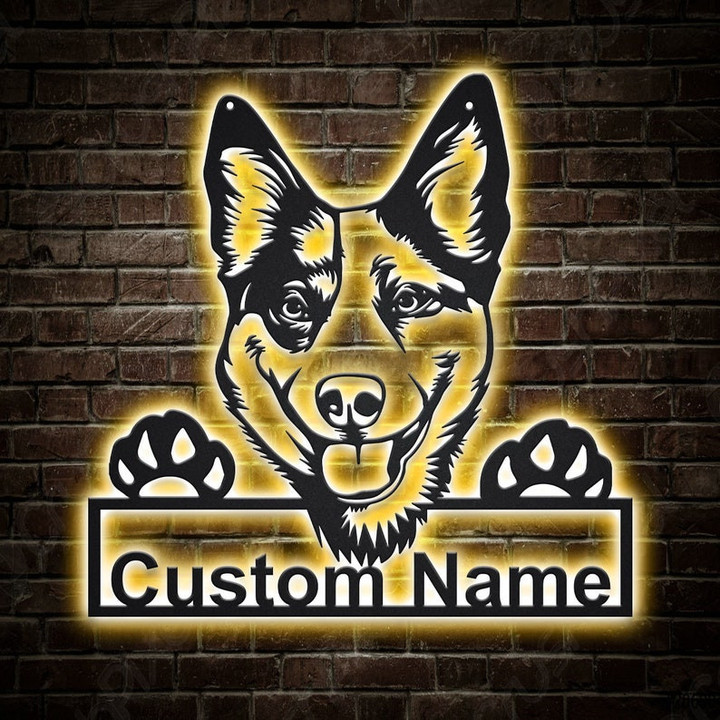Personalized Australian Cattle Dog Metal Sign With LED Lights Custom Australian Cattle Sign Birthday Gift Australian Cattle Sign