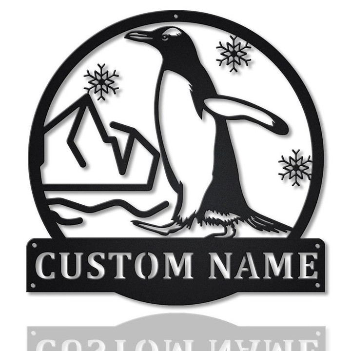 Personalized Penguin Bird Monogram Metal Sign Art Custom Penguin Bird Metal Sign Father's Day Gift Pets Gift Birthday Gift
