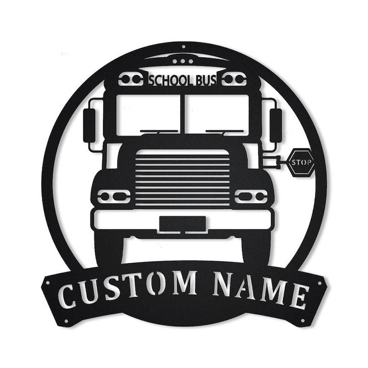 Personalized School Bus Driver Metal Sign Art Custom School Bus Driver Monogram Metal Sign Bus Driver Gifts Job Gift Home Decor