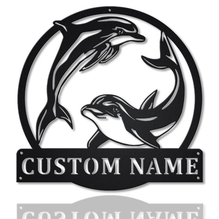 Personalized Couple Dolphin Metal Sign Art Custom Dolphin Metal Sign Beach Funny Gift Decor Decoration Birthday Gift