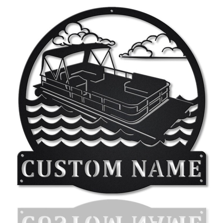 Personalized Pontoon Boat Metal Sign Art v4 Custom Pontoon Boat Monogram Metal Sign Pontoon Boat Gifts Job Gift Home Decor