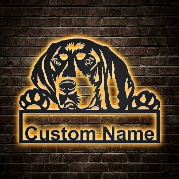 Personalized Bluetick Coonhound Metal Sign With LED Lights Custom Bluetick Coonhound Sign Birthday Gift Bluetick Coonhound Sign