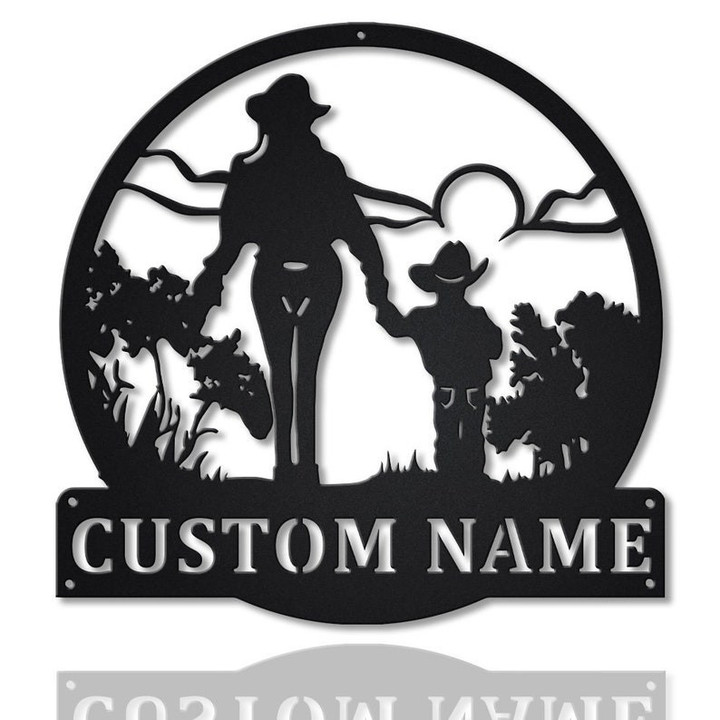 Personalized Cowgirl And Son Monogram Metal Sign Art , Custom Cowgirl And Son Metal Sign, Cowgirl Lover Sign Decoration For Living Room