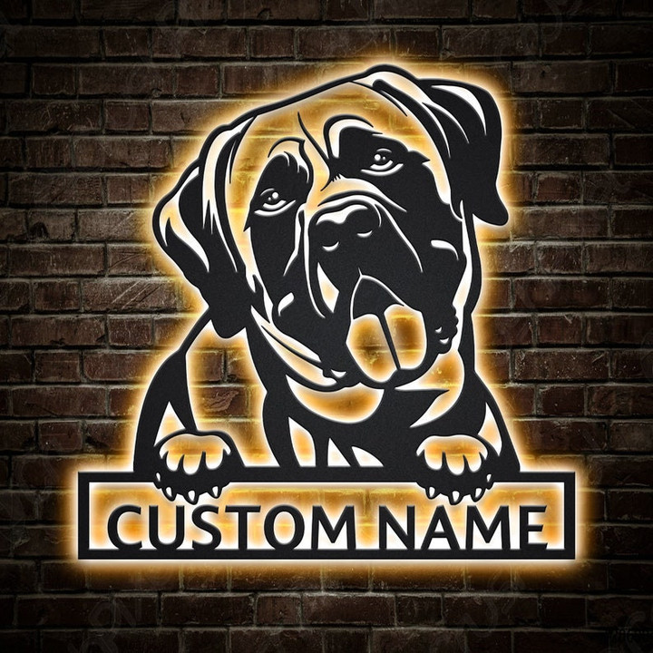 Personalized Mastiff Dog Metal Sign With LED Lights Custom Mastiff Dog Sign Birthday Gift Mastiff Dog Sign