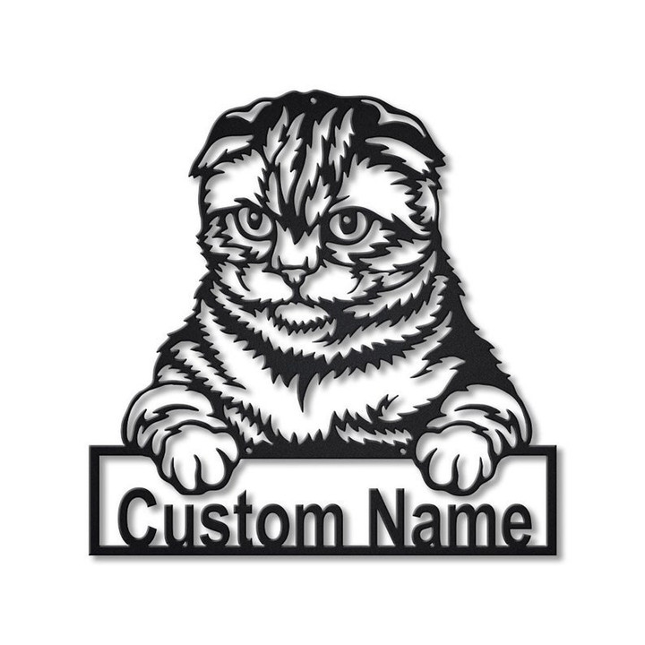 Personalized Scottish Fold Cat Metal Sign Art Custom Scottish Fold Cat Metal Sign Animal Gift Pets Gift Birthday Gift