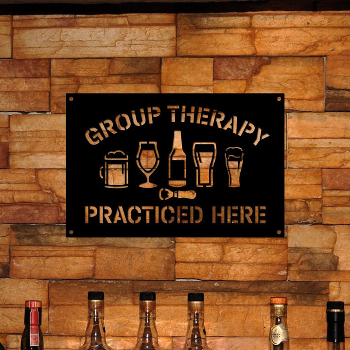 Group Therapy Metal Sign, Bar Sign, Rustic Farmhouse Wall Decor, Basement Bar Sig,  Cabin Man Cave Pub Bar Decor Rustic Home Decor