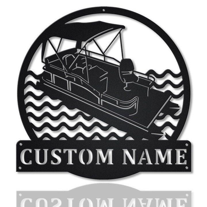 Personalized Pontoon Boat Metal Sign Art v5 Custom Pontoon Boat Monogram Metal Sign Pontoon Boat Gifts Job Gift Home Decor