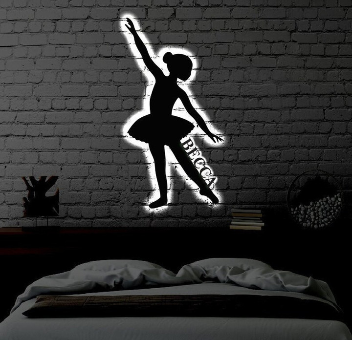 Personalized LED Ballerina Metal Sign Light up Dancer Wall Art Ballerina Wall Art Kids Room Wall Art Dancer LED Art Sign
